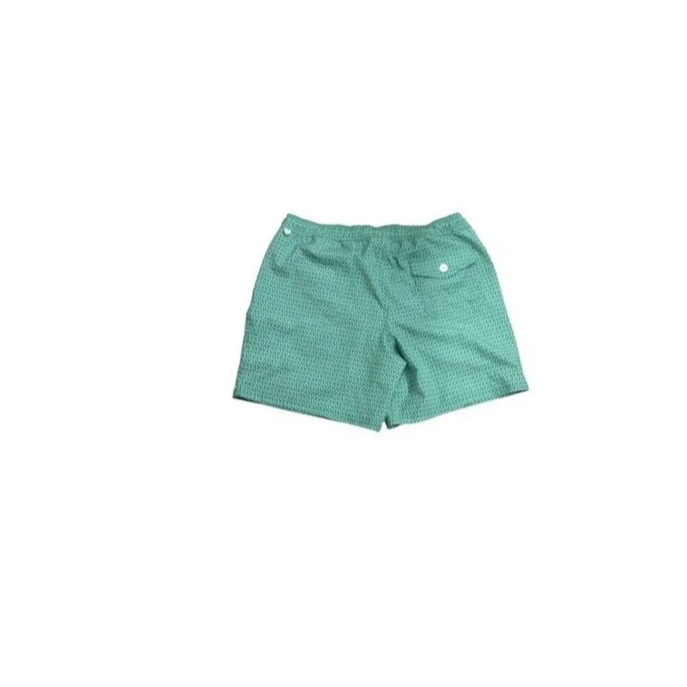 J Crew Swim Trunks Mens L 7” Inseam Swimwear Mesh Lined Green Flex Swim